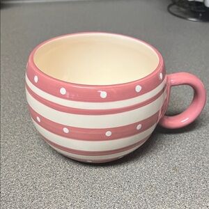Pink and White Striped Mug. XL for drinks, soups, chili, etc. in great condition